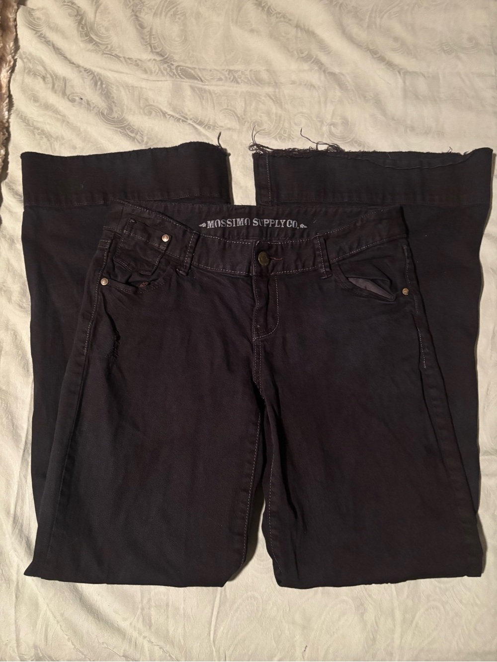 Mossimo Supply Co. Women's Dark Black LowRise Baggy Distressed Jeans